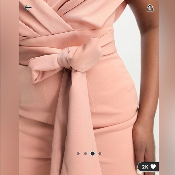 ASOS Petite Fallen Shoulder Jumpsuit in Blush - Picture 4 of 8